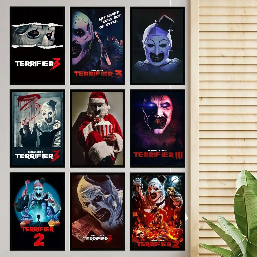 Halloween Terrifier Horrorfilm Anime Poster Klebrige Whitepaper Drucke Poster Kunstwerk Kawaii Raumdekoration
