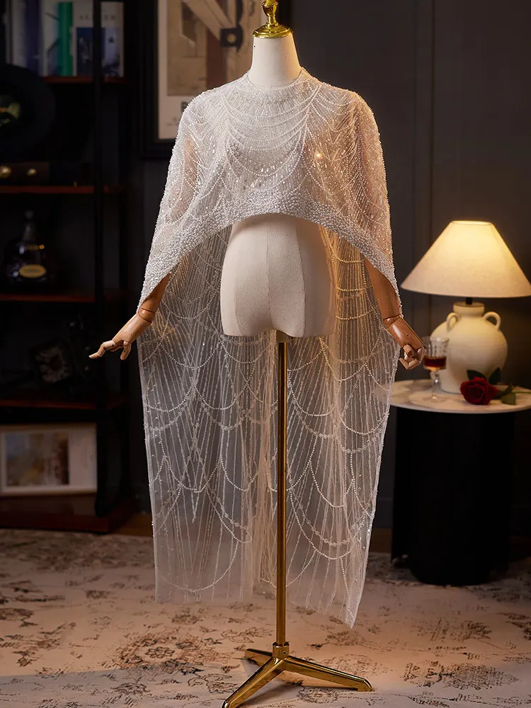 

Luxury Heavy Handmade Beadings Shawl 2026 New Host Evening Dresses Accessories Sequins High End Performance Vestido De Novia