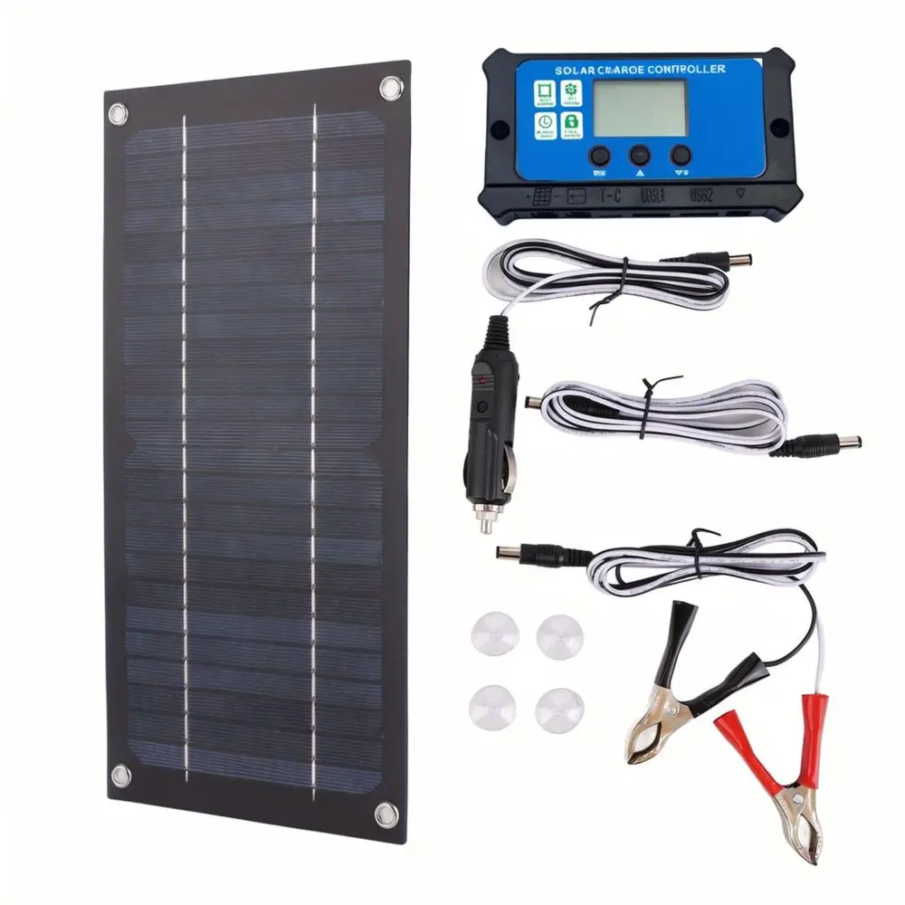 Solar Power Charger 12V Battery Maintainer For Car RV Boat Motorcycle Portable Energy Supply For Outdoor Vehicles