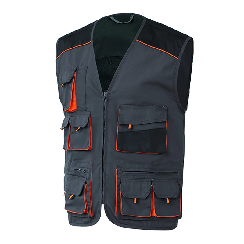 

Work Vest Zipper Working Vest Men Workwear with Multi-functional Pockets Fishing Clothes Photography Vest Auto Mechanics Uniform