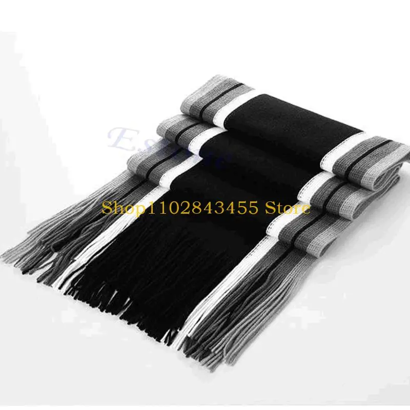 49MC Men's Striped Cashmere Shawl Winter Warm Long Fringe Tassel Scarf New