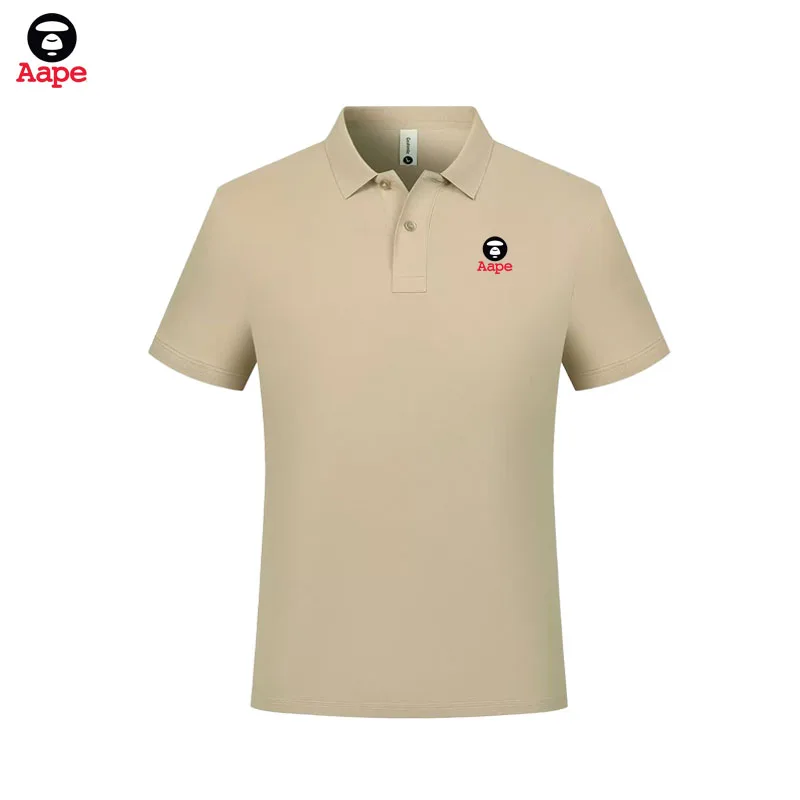 Aape Brand Men's Short-Sleeved T-Shirt Featuring Spring/Summer Ape Emblem, Letter Print, Pure Color