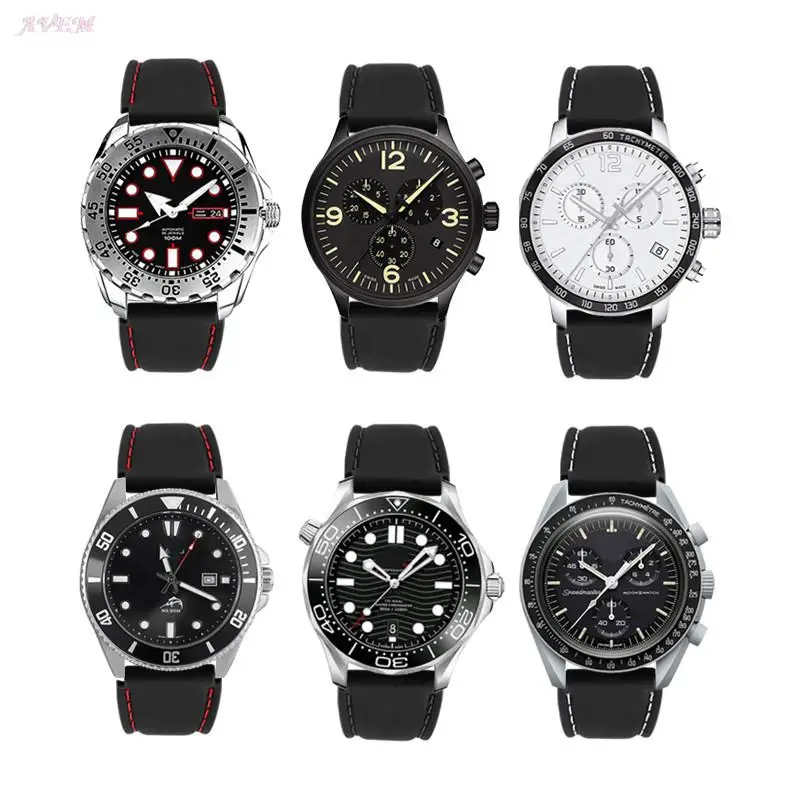 コネクテッドウォッチ用防水シリコンストラップ,Huawei gt 2およびSamsungGalaxy Watch 4および5 pro用ユニバーサルバンド,18mm, 20mm, 22mm, 24mmクイックリリース