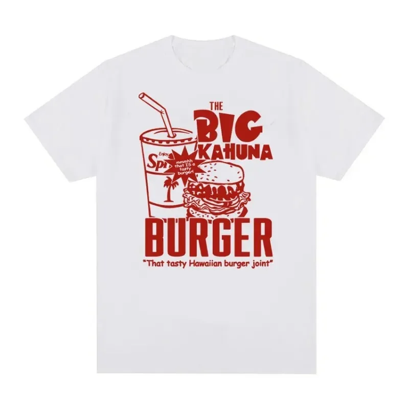 Big Kahuna Burger Graphic T-Shirt Short Sleeve Unisex Pulp Tees Vintage Casual White Fiction Tops Fashion Cotton Women Shirt