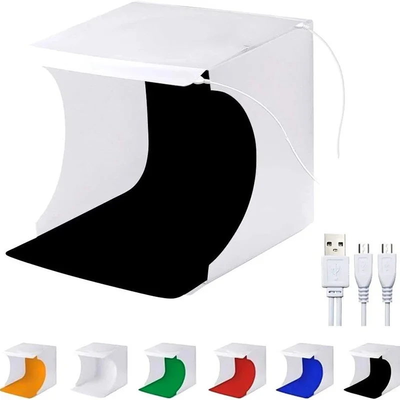 Portable Folding Photobox Photography LED Light Mini Photo Lighting Studio Shooting Tent Box Kit With 6 Color Backdrops Lightbox