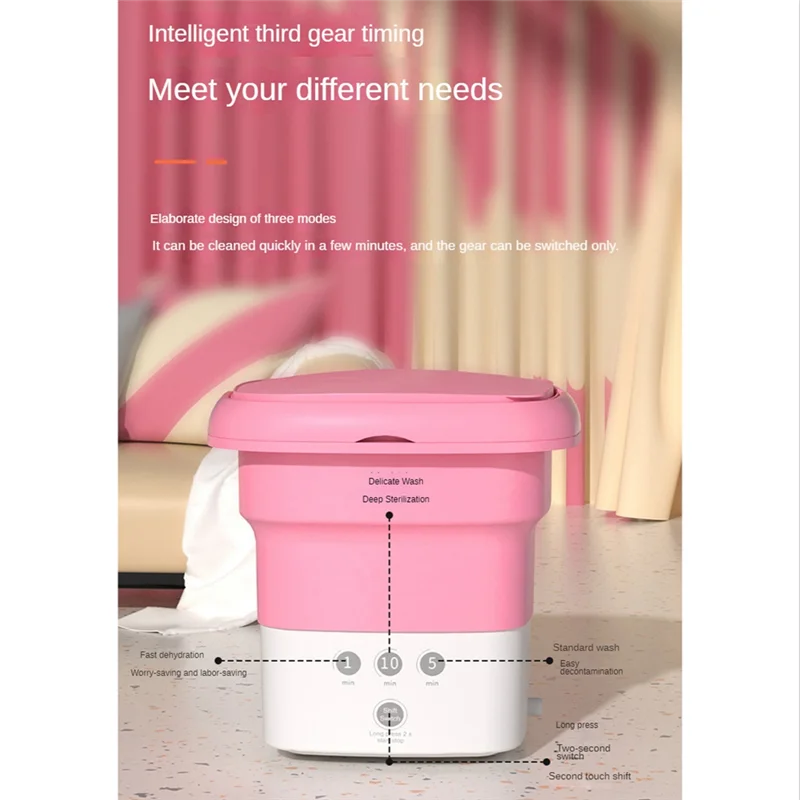 غسالة جيدة محمولة، غسالة صغيرة لتنظيف الضوء الأزرق، نصف جوارب أوتوماتيكية للسفر في الشقة