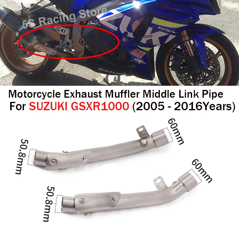 

For Suzuki GSXR1000 GSX R1000 GSXR 1000 2005 - 2016 Motorcycle Exhaust System Moto Escape Modified Muffler Middle Link Pipe