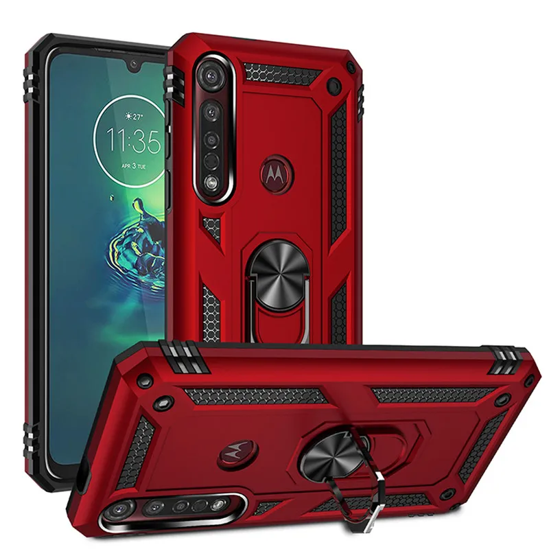 For Motorola Moto G6 G7 Plus G8 Play Case Shockproof Armor Magnetic Metal Ring Case for Moto G8 Power Lite Back Cover