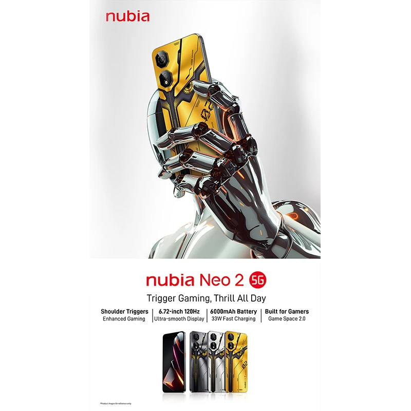 Original Nubia Neo 2 5G Global Version  Mobile Phone 6000mAh long-lasting battery 6.72 FHD+ Hole 120Hz 50M NFC