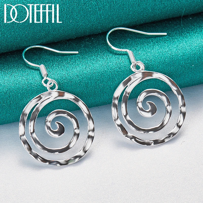 DOTEFFIL 925 Sterling Silber Kreis Spirale Ohrring Für Frauen Hochzeit Engagement Party Fashion Charme Schmuck