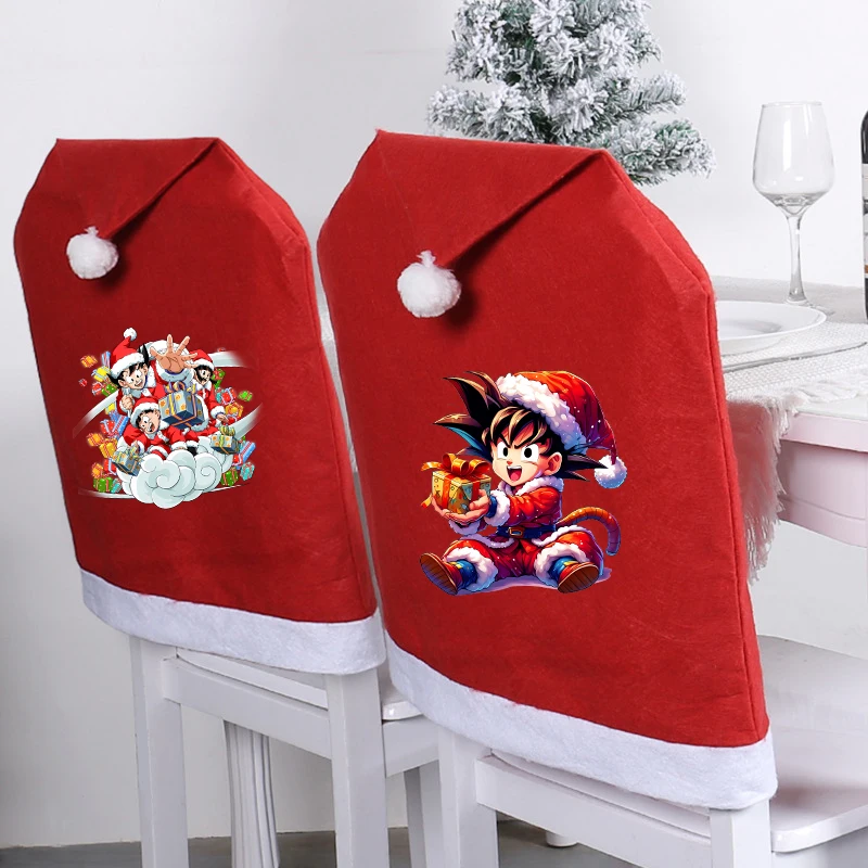 Dragon Ball Christmas Chair Covers New Xmas Party Accessories Home Decoration Anime Cartoon Graphic Print Chair Covers Gifts