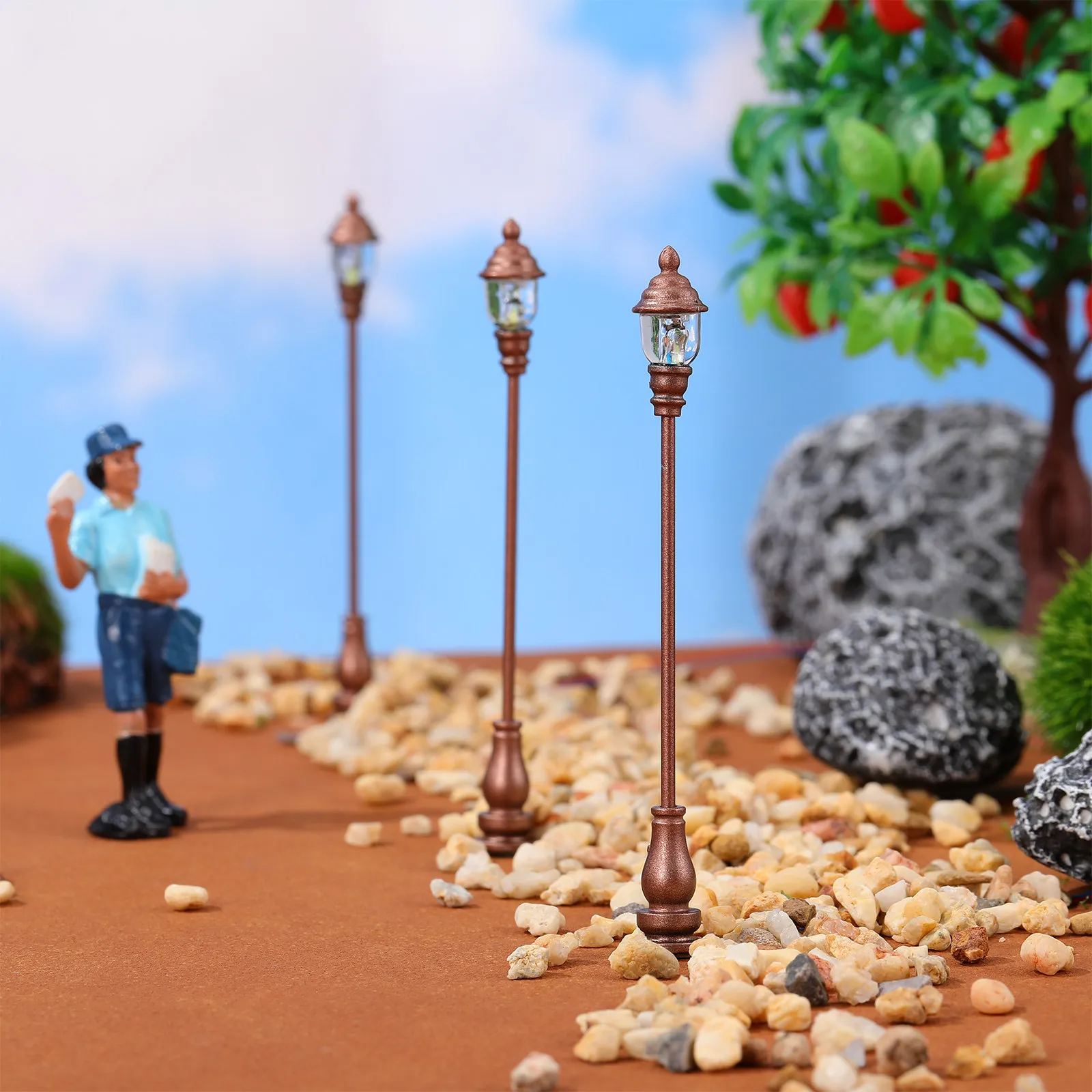 8Pcs Mini Street Lamp Models Premium Metal Sand Table Decor for Mini House DIY Micro Landscape Village Scene Garden Yard