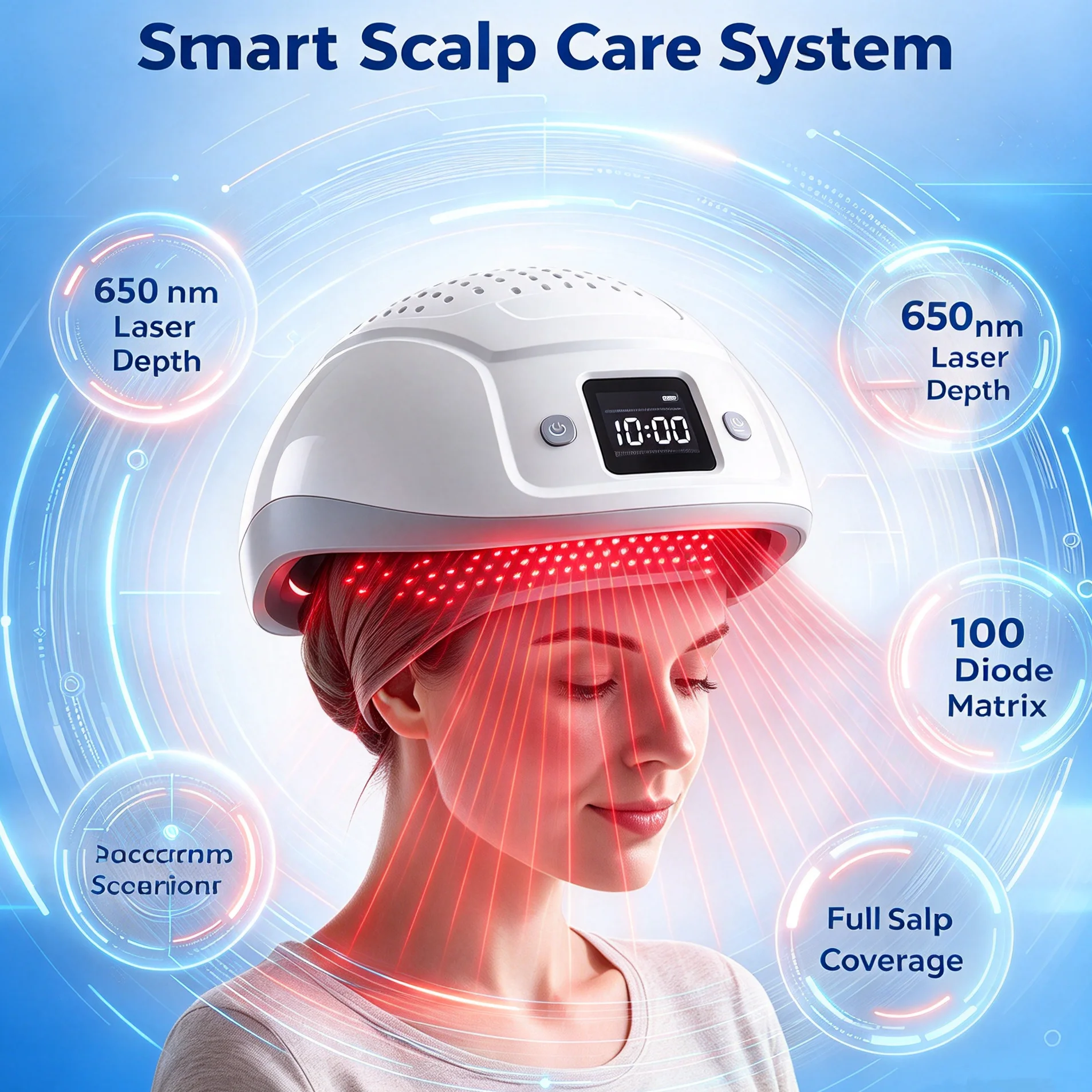 650nm LLLT Laser 100 Diodes Hair Growth Regrowth Cap Scalp Massager Device for Anti Hair Loss Oil Control Scalp Care