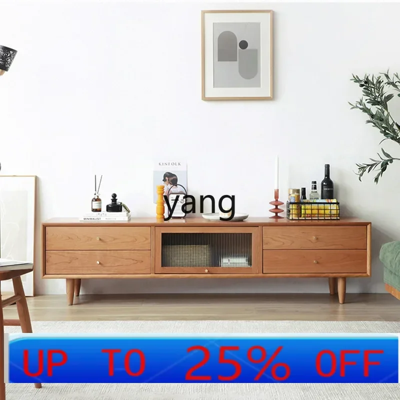 

Lmm Nordic solid wood TV cabinet coffee table combination solid wood living room TV cabinet small apartment furniture