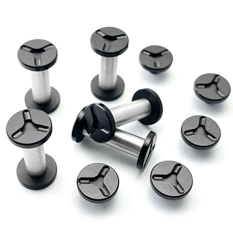 

10 Sets/lot Fits For 5MM Hole Stainless Steel Knife Handle M4 Locking Screws Rivets SPindle Lock Nail Bolts Fasteners DIY Part