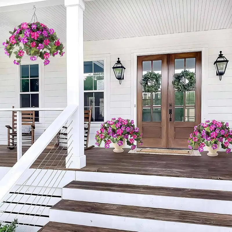 

Outdoor Artificial Flowers Artificial Balcony Plants Petunias Plants Decor Morning Glory Hangable Outdoor For Planter Spring