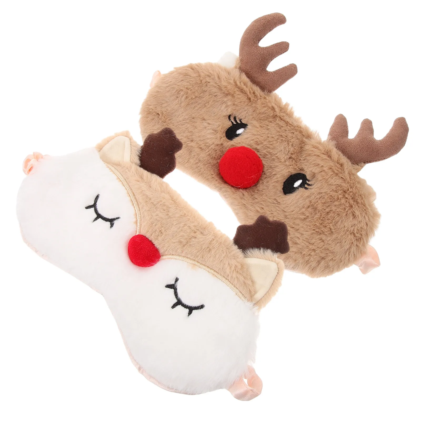 

2 pcs Cartoon Eye Mask Sleep Mask Adorable Christmas Elk Shape Soft Skin-Friendly For Travel Home Hotel Car Use