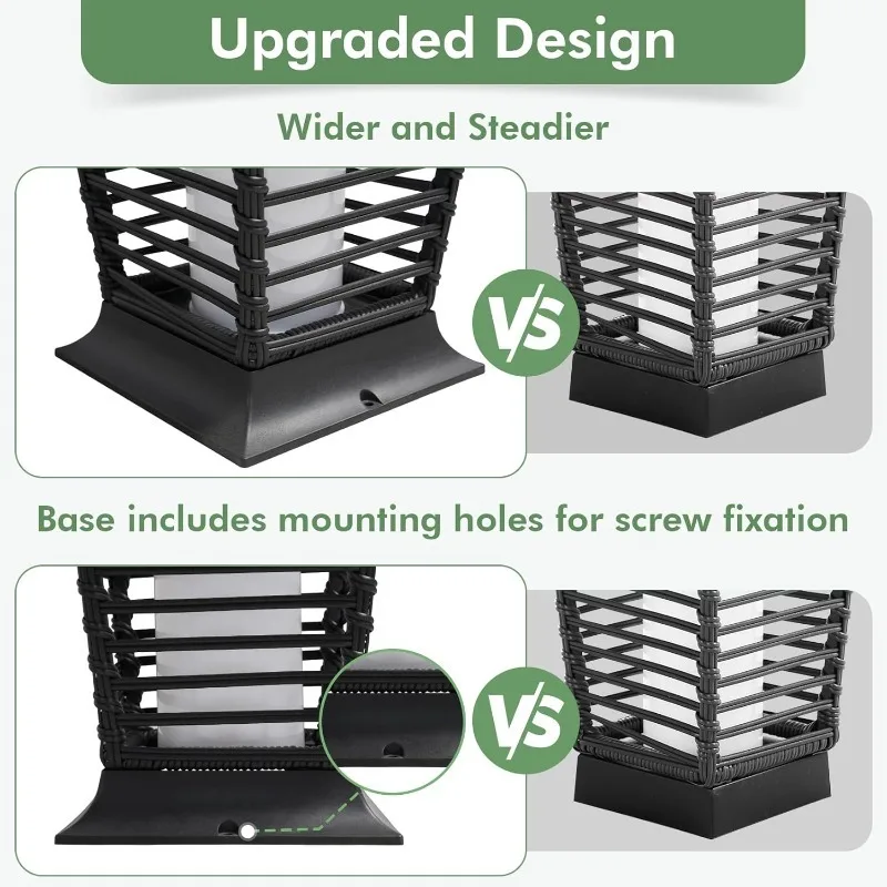 جراند فناء 2 قطعة مصباح أرضي خارجي يعمل بالطاقة الشمسية فانوس مقاوم للماء الخوص بوهو مصابيح للأرضيات لديكور شرفة الحديقة ، #6