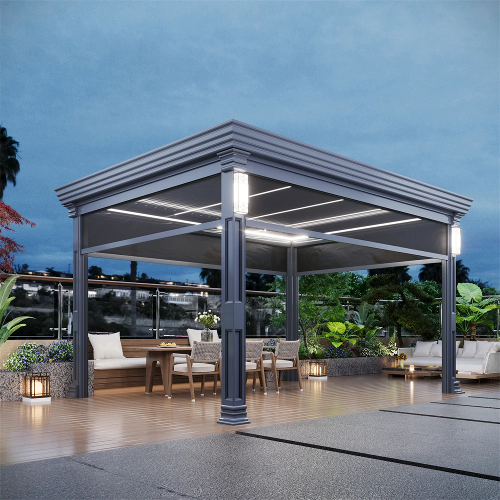 Aluminiowa żaluzjowa pergola 3X3 3X4 4X4 6X4m Zewnętrzna wodoodporna aluminiowa osłona pergoli bioclimaticzna