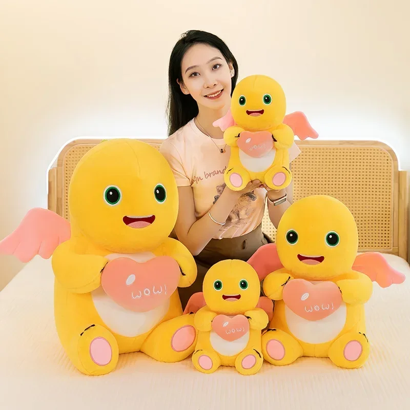 

Горячая кавайная плюшевая кукла Love, желтая обнимающая цветок, молочный дракон, кукла-динозавр, милая плюшевая подушка, мягкая кукла, подарок на день рождения