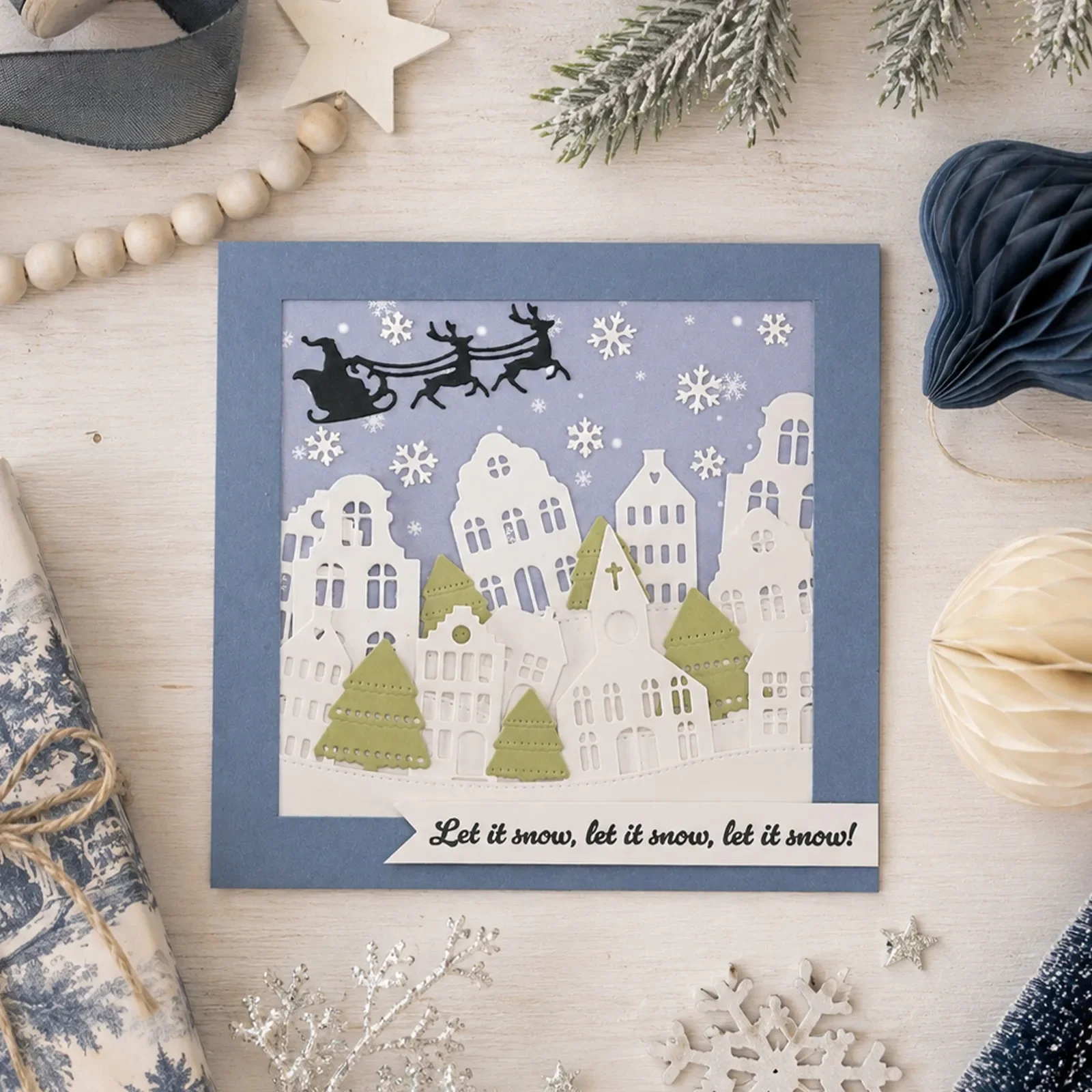 Stepped Gable Houses Mailbox Tree Metal Cutting Dies And Stamp For Scrap Booking Stencil Embossing Mold DIY Paper Cards Craft