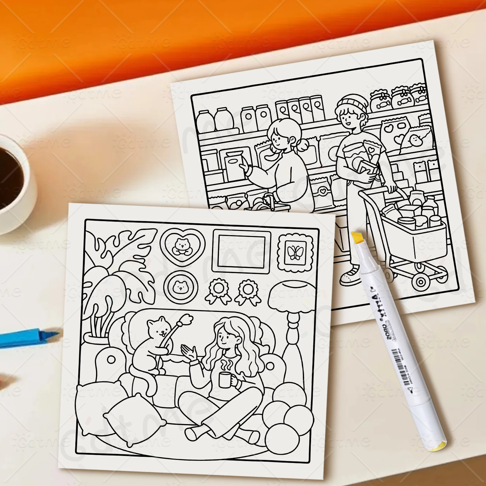 COZY MOMENTS Malbuch für Erwachsene mit niedlichen, gemütlichen täglichen Aktivitäten zur Entspannung (Cozy Spaces Coloring) – Detail 9