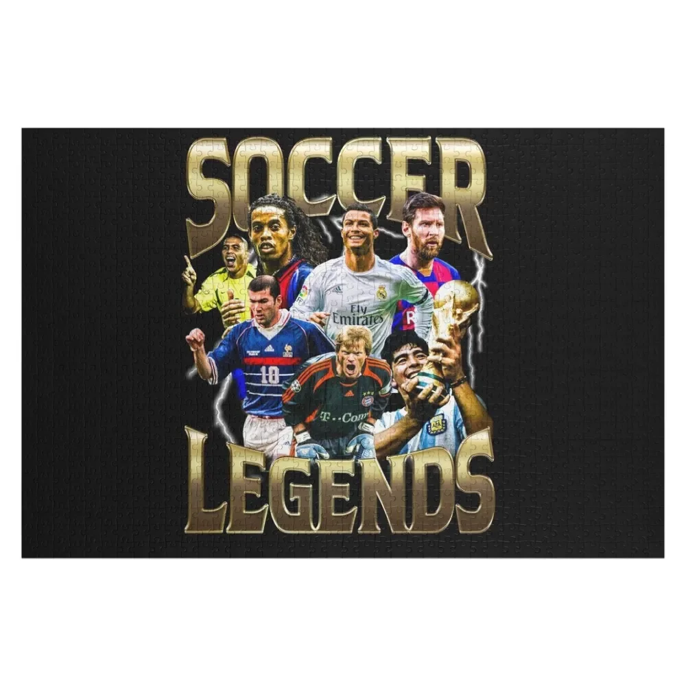 Vintage Soccer Legends Print Jigsaw Puzzle Custom With Photo Wooden Name Custom Personalized Puzzle