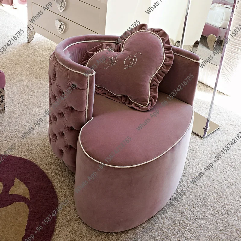 N40 Nordic light luxury creative heart-shaped sofa chair fabric single sofa American simple children's studio leisure chair