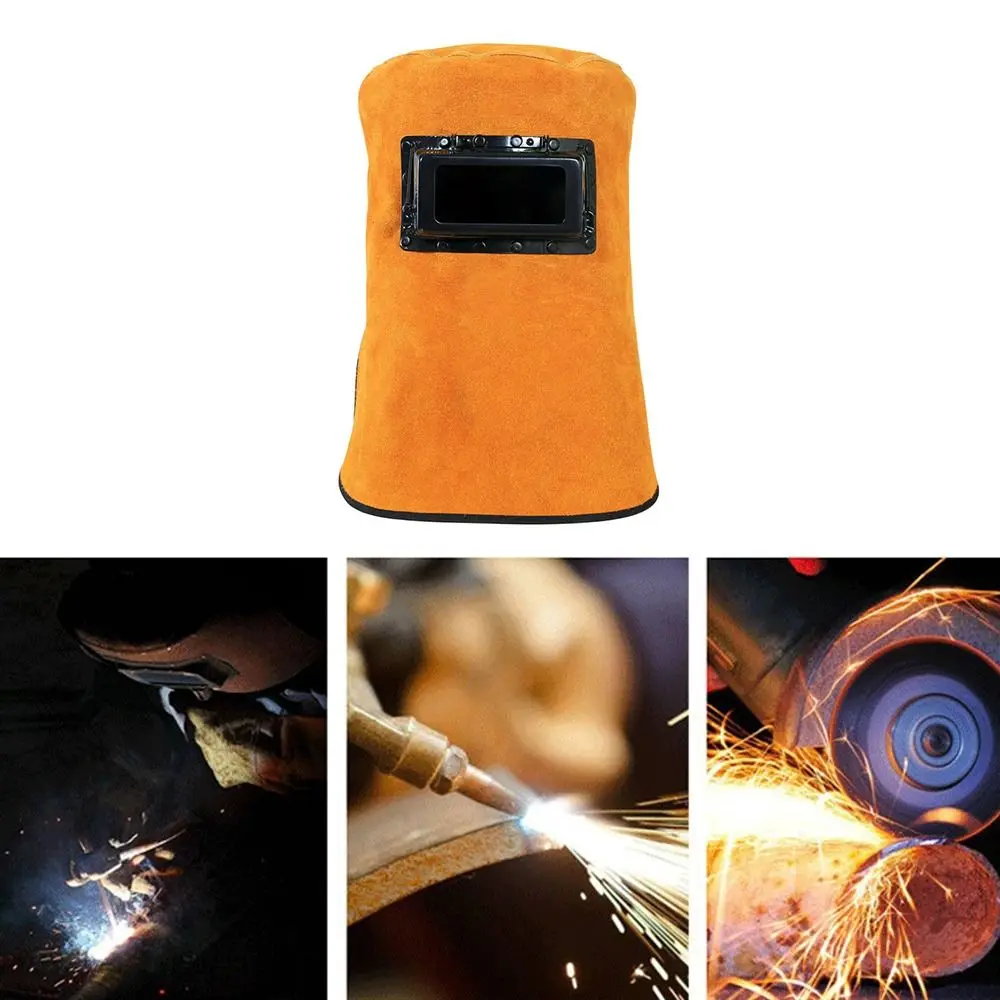 

Adjustable Head-Mounted Welding Hood Cowhide Safety Cover Welding Cap Anti-arc Flame Retardant Grinding