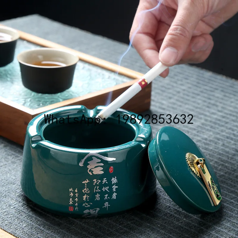 

PYJ Creative Personality Ceramic Ashtray Home Retro Chinese Living Room Light Luxury Office Trend Ashtray