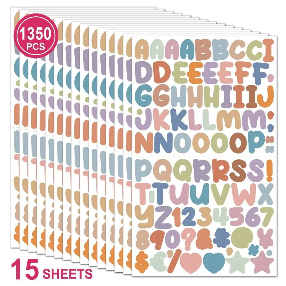 26 Letter Number Cartoon Letter Sticker 0.5 inch DIY Cartoon Initial Alphabet Paster Vinyl Adhesive Cartoon