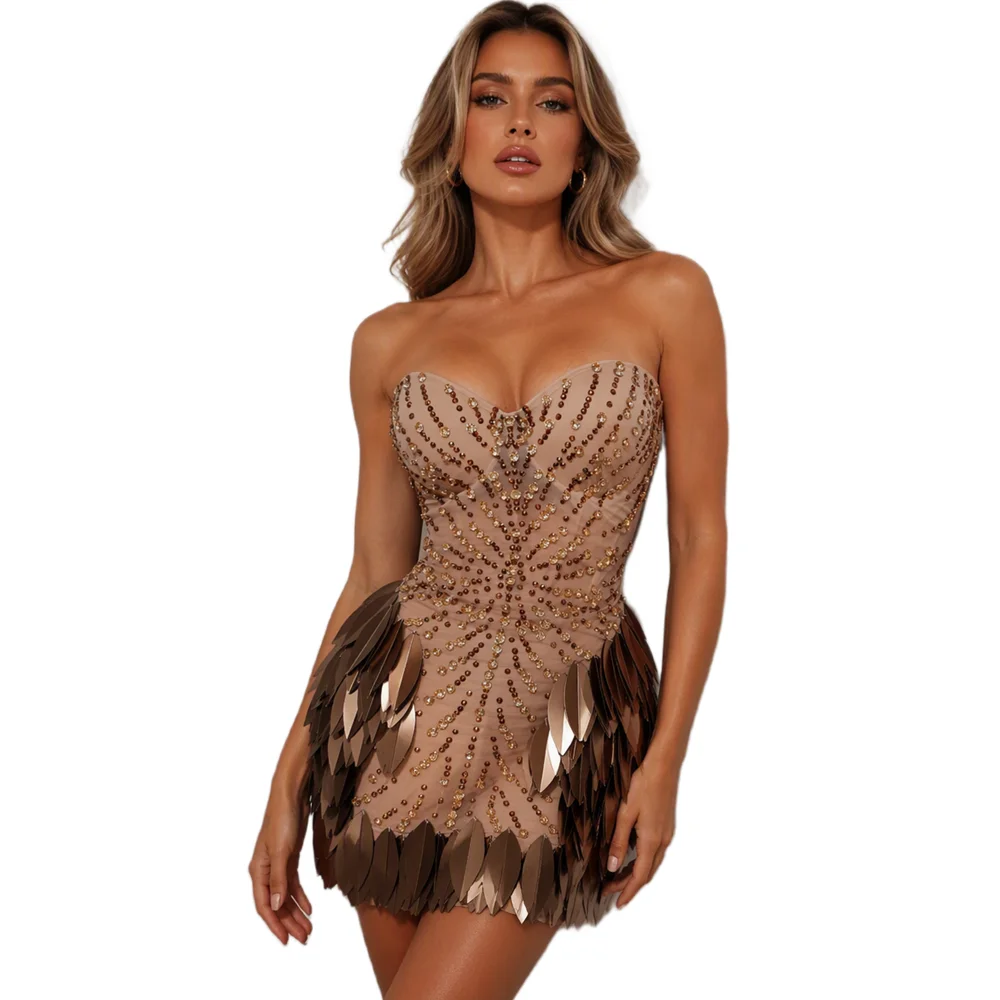 Sexy Off Shoulder Glitter Rhinestone Mini Dress Women Birthday Wedding Evening Banquet Bodycon Dress Singer Show Club Party Wear