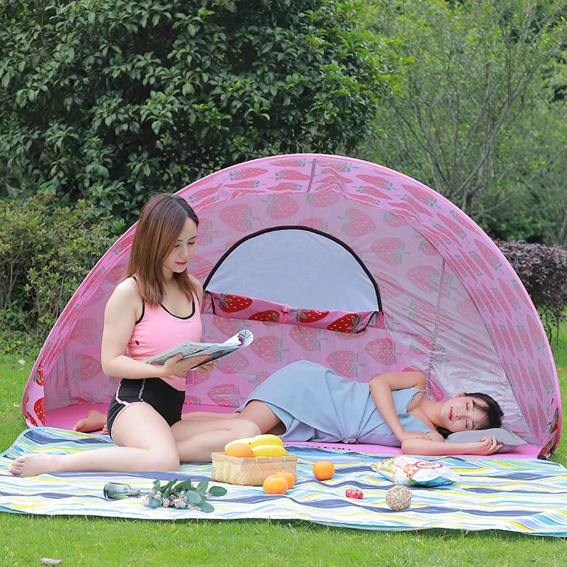 Automatic 3-4 Person Pop Up Quick Open 200*120*100CM Beach Tent Camping Sun Shelter Gazebo