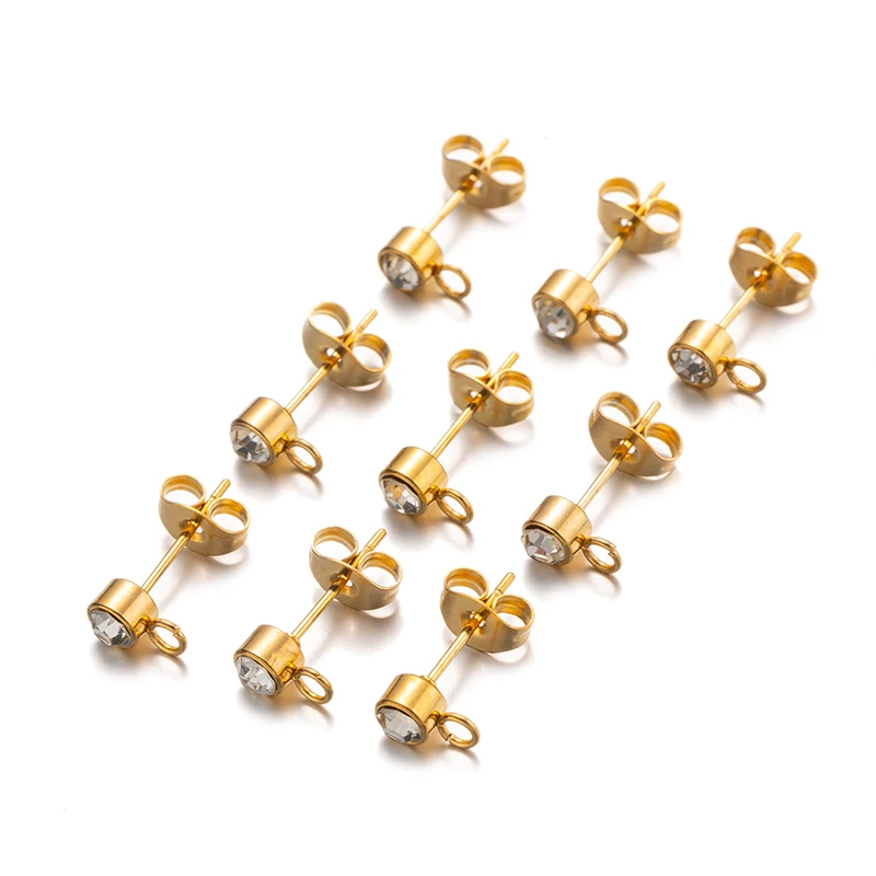 Clear Rhinestone Earring Posts for DIY Jewelry Making