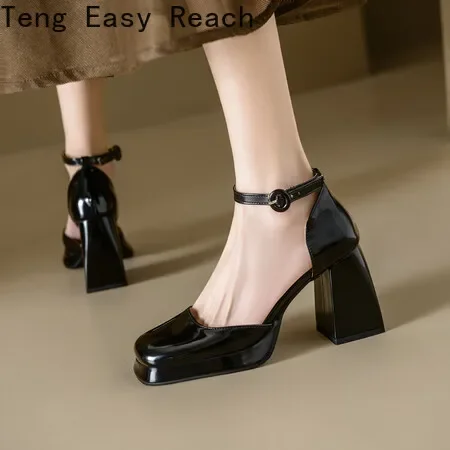 

New Mary Jane Shoes Women's Japanese Shoes Fashion Shallow Slip on Thick High Heel Single Shoes Ladies Party Dress Footwear