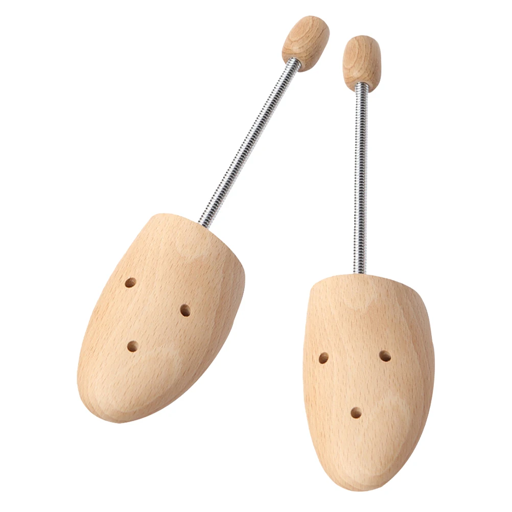 1Pair Beech Wooden Shoe Stretcher Adjustable Spring Design for Various Shoes Sizes Men Women Comfortable Shaping Tool
