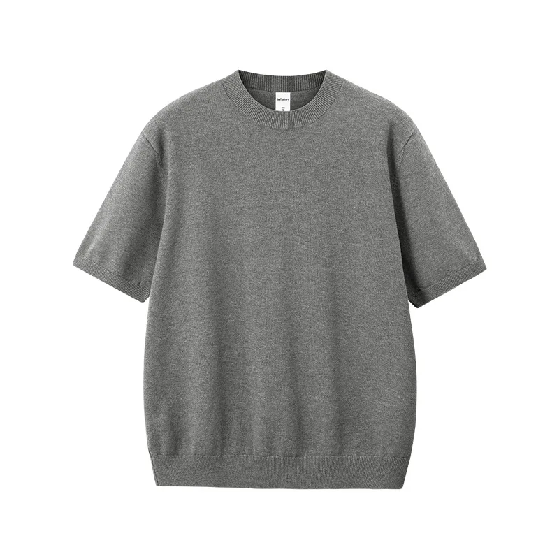 Men's T-shirt 2026 Spring New Trendy Brand Loose Warm Knitted Short-sleeved Crew Neck Sweater