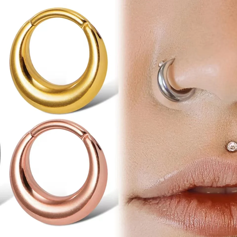 

1PCS 16G 8/10mm G23 Titanium Segment Nose Rings Cartilage Clicker Hoop Earrings for Women Hypoallergenic New