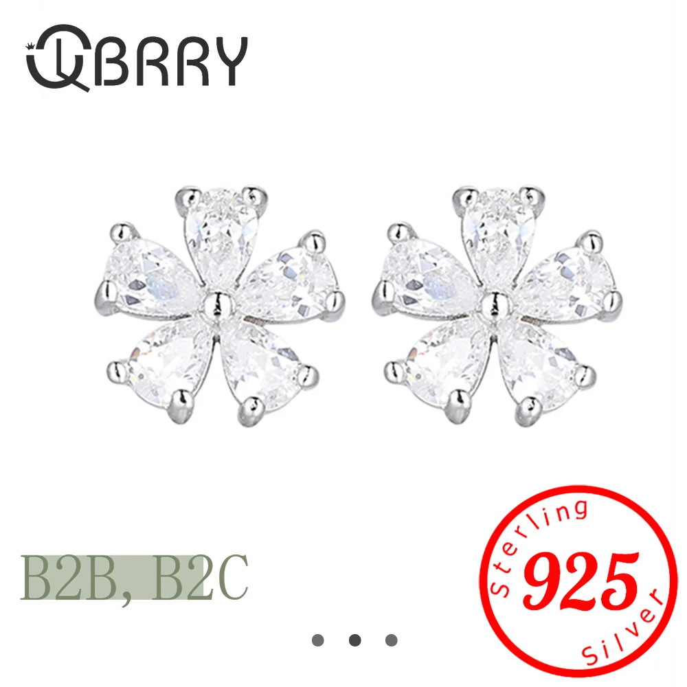 

925 Silver Clear Cubic Zirconia Earrings Magic Four-Leaf Clover Stud Earrings Plated Platinum for Lucky Cute Women 2025