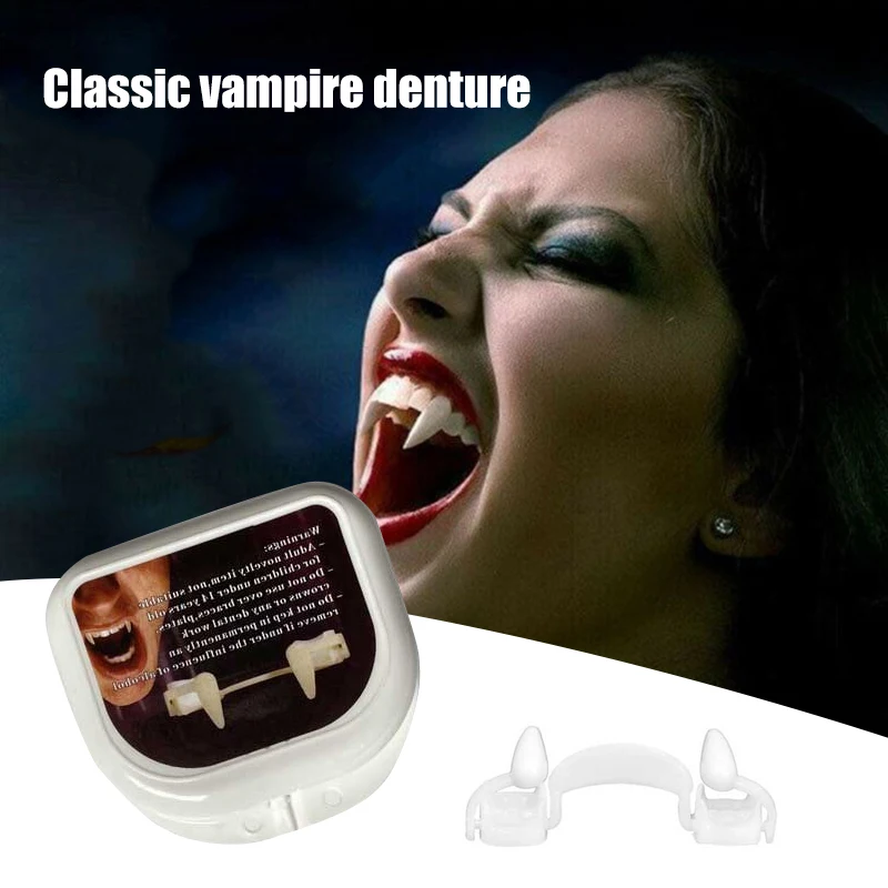 Halloween Vampire Fangs Teeth Food-grade Horror False Teeth Cosplay Props for Adult Kids Cosplay Realistic Horror Props