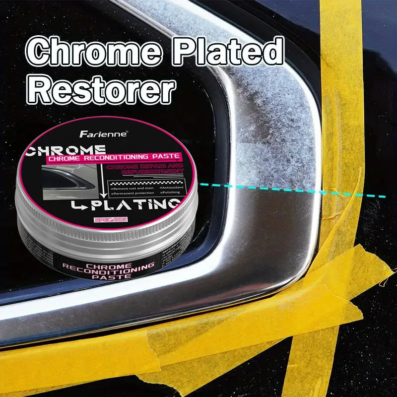 FARIENNE Chrome & Metal Polishing Paste - Car Plating Restoration Cream for Shiny Wheels, Bumpers & More