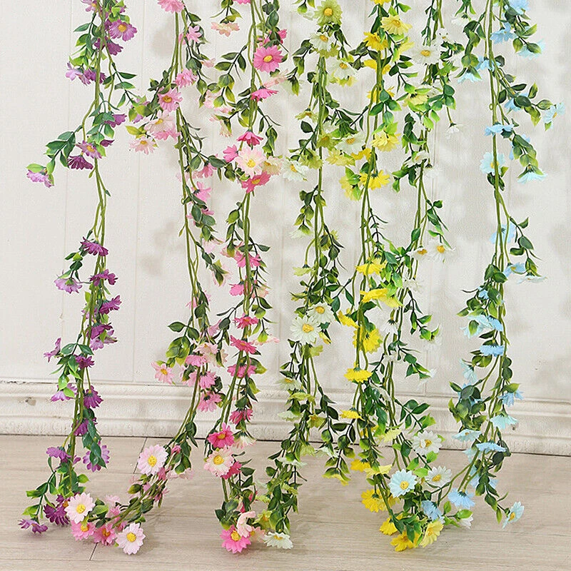 175cm Artificial Daisy Vine Garland Living Room Foliage Plant Vine Plant Flower Rattan Home Party Wedding Decoration