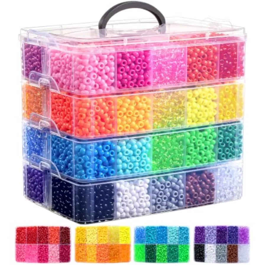 

10000Pcs Pony Beads Bulk, 40 Colors Plastic Kandi Beads for Bracelet Jewelry Making Hair Braiding Key Chains Lacing DIY Crafts