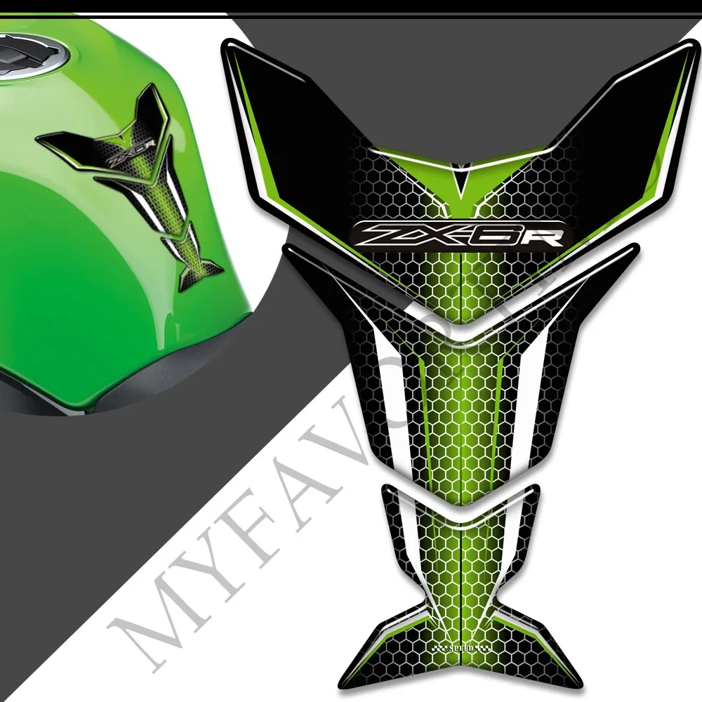 Motorcycle Protection Tank Pad Gas Fuel Oil Kit Knee Fish Bone 3D Decals For Kawasaki Ninja ZX6R ZX 6R ZX-6R