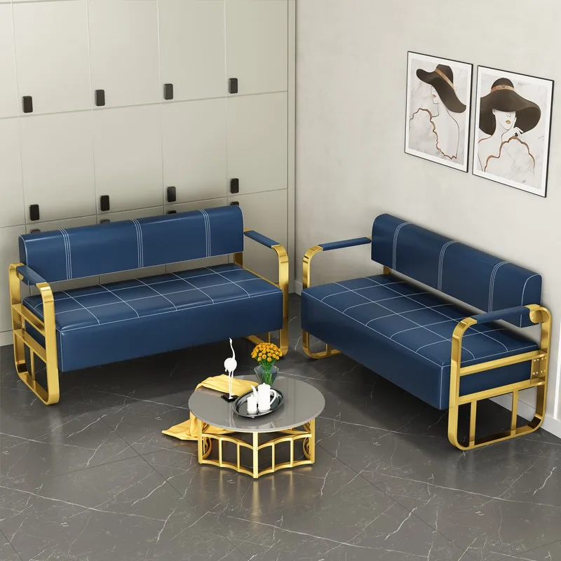 Divano per barbiere Sedia d'attesa Parrucchiere Cliente Salone per unghie Area di riposo Divano con striscia in acciaio inossidabile