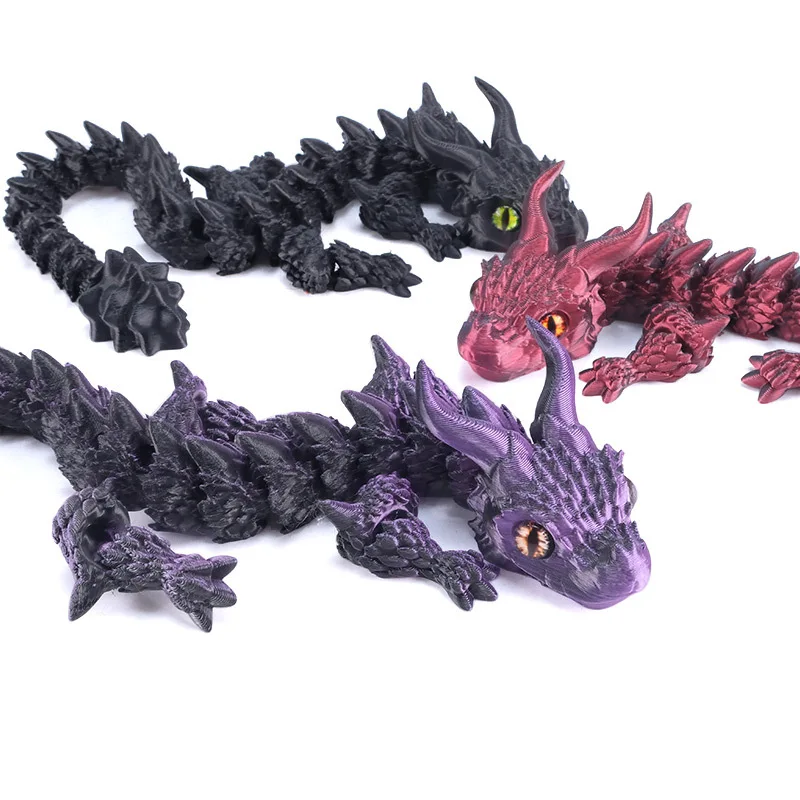 30CM 3D Printed Bull Horn Dragon Figures Decorations 2025 Gifts for New Year Home Office Desktop Crafts Ornament Creative