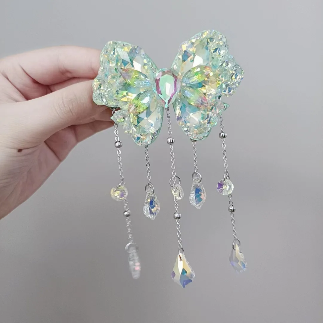 

Crystal type of butterfly spring clip hair high-grade dish hair hairpin head tire contracted and fashionable joker