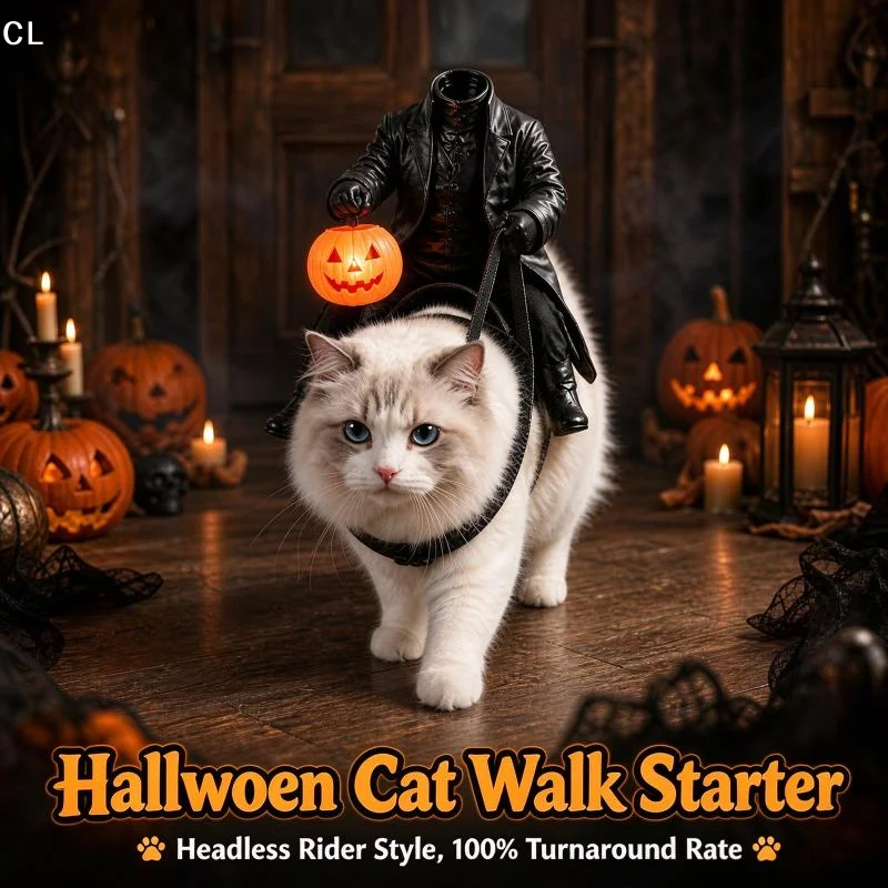 AttireTroveHalloween Headless Horseman Cat Costume,3D Headless Horseman Design For Halloween Party Costume Supplies,Pet Costume