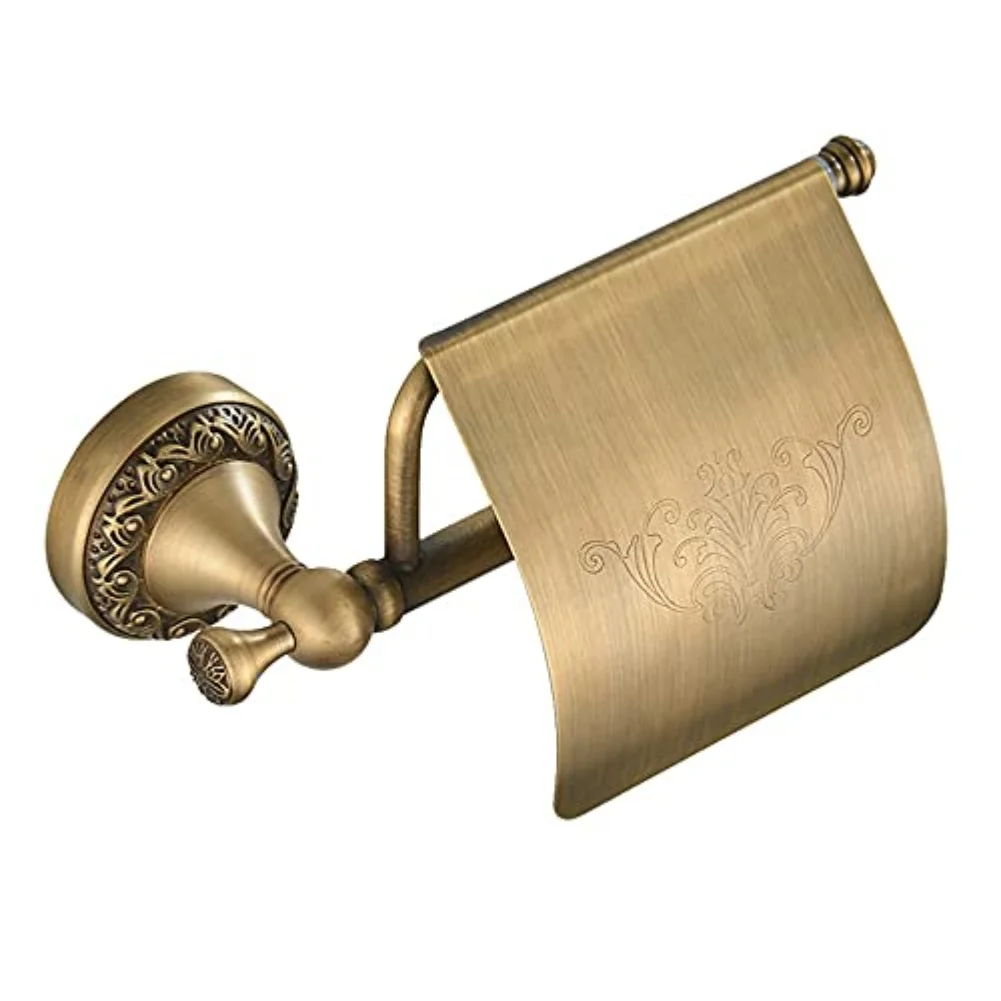Bathroom Mounted Toilet Holder in for retro Style with Solid Brass Build Designed to Prevent Paper Slippage and Moisture