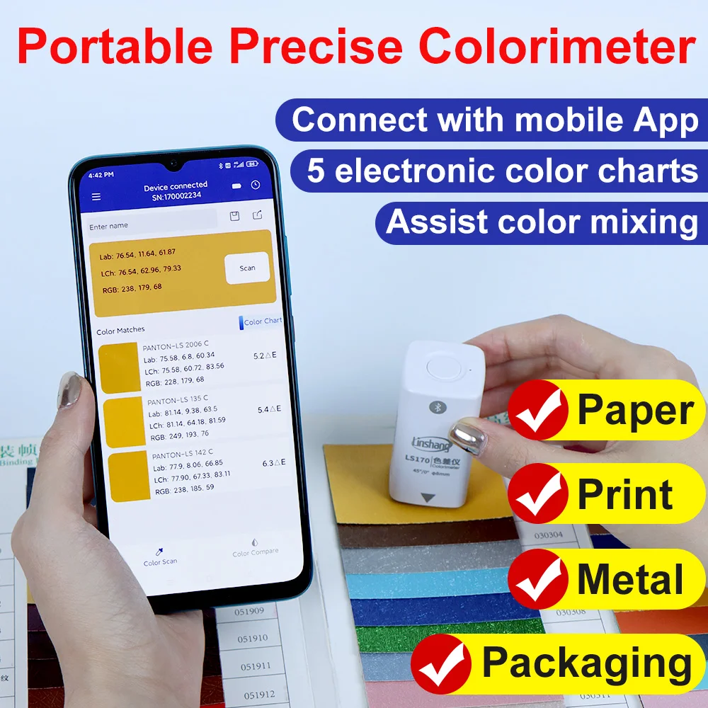 

Linshang Colorimeter for Coating Color LS170 Digital Portable Colormeter Pocket Color Measuring Device